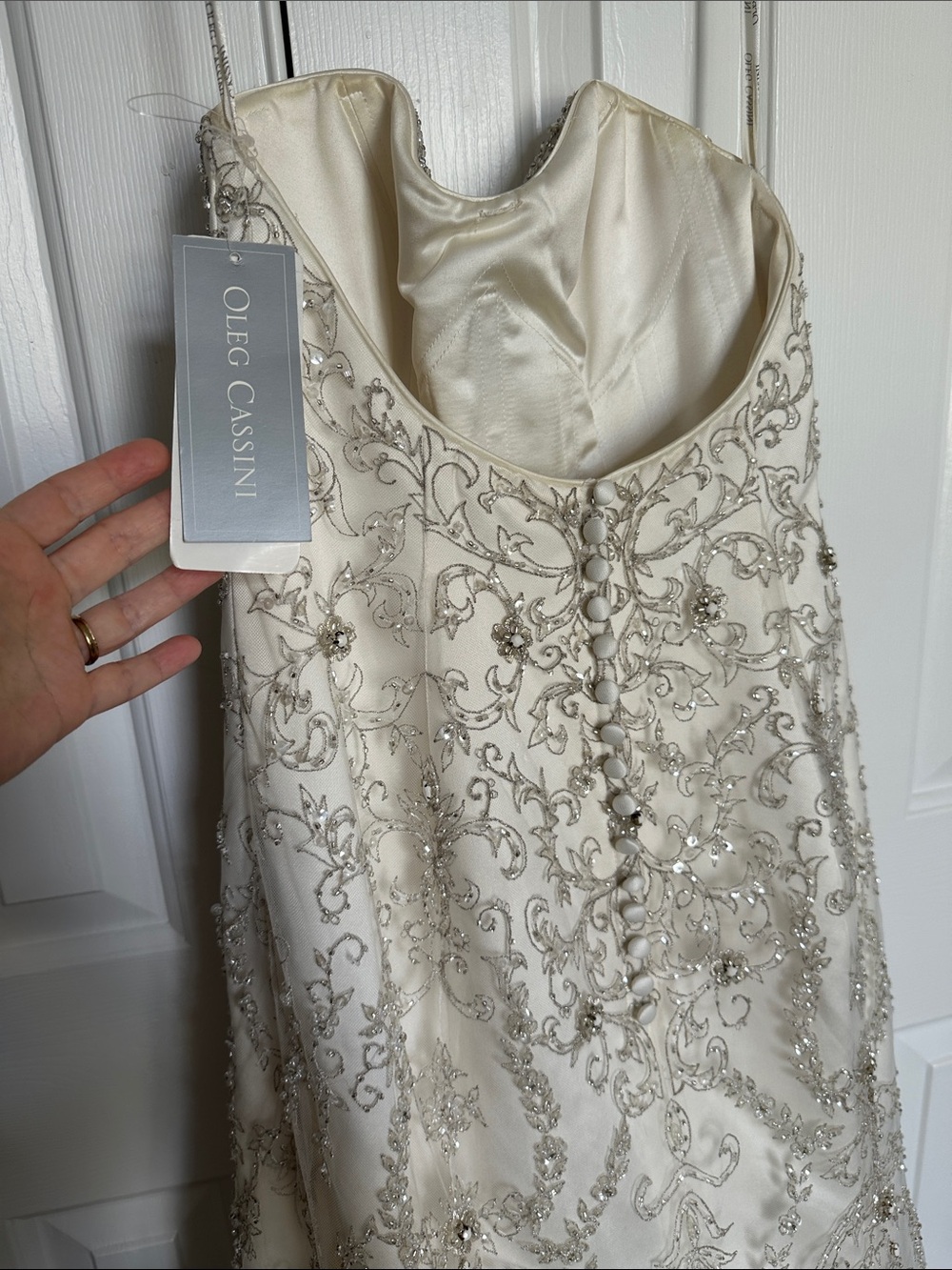 Oleg Cassini Ivory Embellished Beaded Wedding Dress